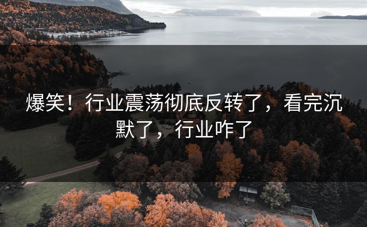 爆笑！行业震荡彻底反转了，看完沉默了，行业咋了