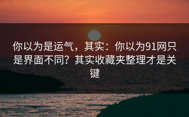 你以为是运气，其实：你以为91网只是界面不同？其实收藏夹整理才是关键