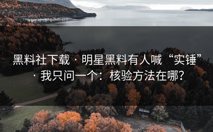黑料社下载 · 明星黑料有人喊“实锤” · 我只问一个：核验方法在哪？