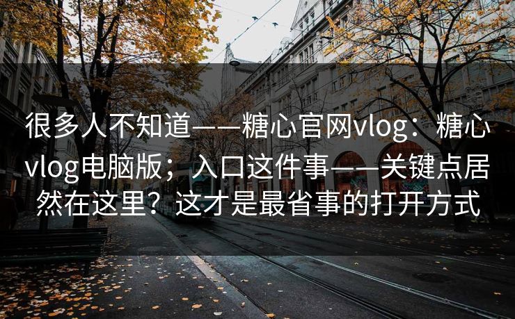 很多人不知道——糖心官网vlog：糖心vlog电脑版；入口这件事——关键点居然在这里？这才是最省事的打开方式