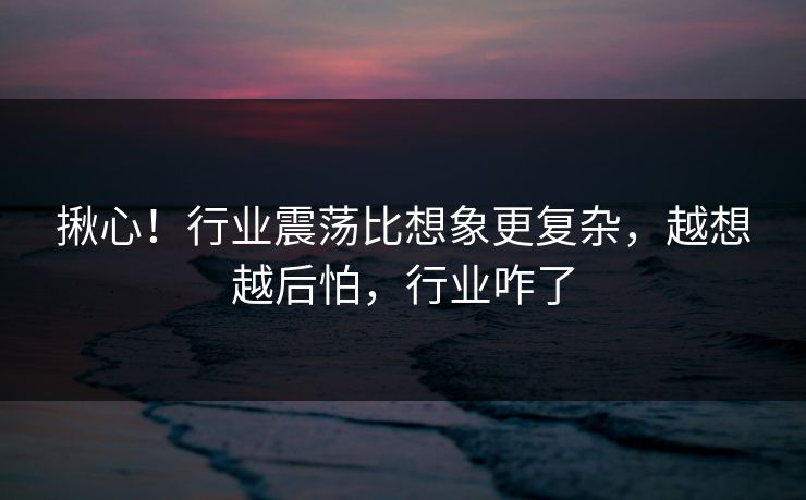 揪心！行业震荡比想象更复杂，越想越后怕，行业咋了